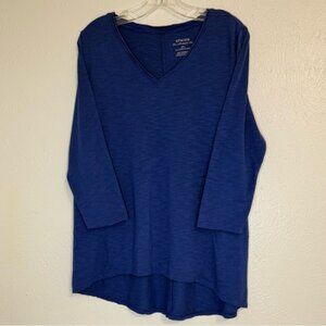 Chico's 1 (M) Deep Blue Long Sleeve V-Neck Top